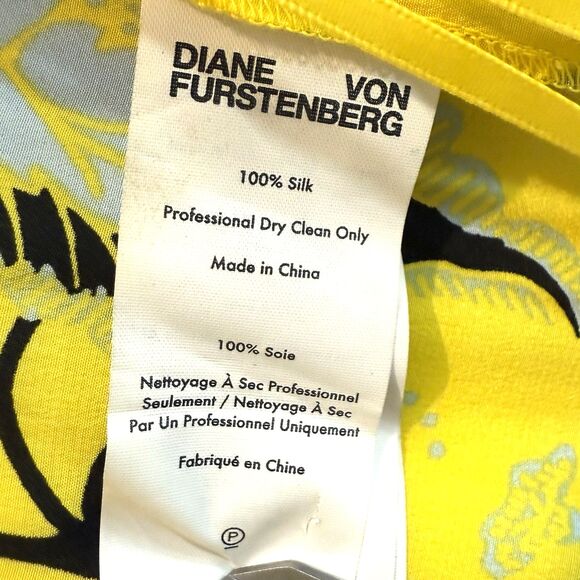 DVF Wrap Dress Maxi Silk Yellow Floral Tie Waist Size 8 READ DESCRIPTION - Picture 4 of 11